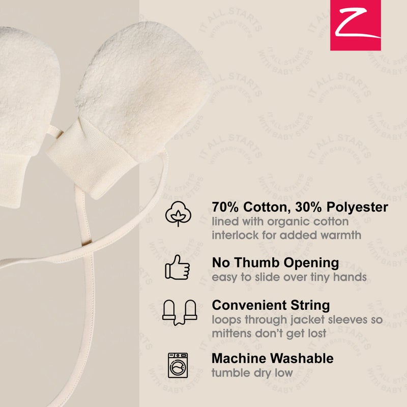 Zutano Unisex Baby Cozie Lined Mitten, Cream, One Size - Image 3